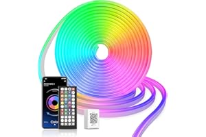 NEXILLUMI 5M Neon LED Rope Lights, Waterproof LED Lights for Bedroom, Flexible Light Strip with Remote and APP Control, RGB Lighting Strip for Indoors Outdoors Bedroom Room Home Decor