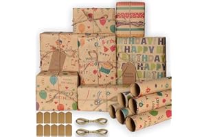 WEHERS Gift Wrapping Paper - Birthday Wrapping Paper Set Included 6 Pack Eco Friendly Recyclable Premium Gift Wrap Perfect for Birthday, Party or Wedding Gift