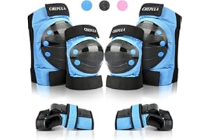 CHEPULA Schoner Inliner Kinder Erwachsene, 6 in 1 Protektoren Set, Verstellbare Knieschoner Ellenbogenschoner Handgelenkschoner, Schützer Schutzausrüstung Schonerset für Skateboard Skate Skiing