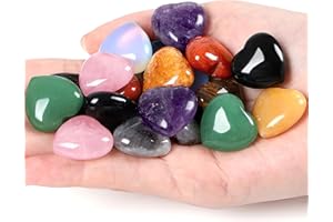 ‎QINJIEJIE QINJIEJIE 10PCS Herz Kristalle Edelsteine Bunte Heilung Kristall Stein Herz Glückssteine Reiki Steine Set Kristallsteine für Dekoration