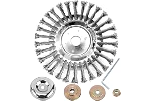 KIMUWOTE Tête Brosse Débroussailleuse, 200 x 25,4mm Brosse de Désherbage pour Débroussailleuse, Professionnelle Brosse à Joints Ronde en Acier pour Mauvaises Herbes, Jardin (8 Pouces)