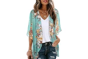 florynova Women’s Causal Kimono Cardigan Summer Tops Loose Fit Beach Cover Ups Floral Print Blouses
