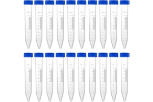HUAZIZ Tubos de Centrífuga de Plástico de 10 ml, 20 Piezas Tubos de Centrífuga con Tapón de Rosca, Tubo de Ensayo Criogénico con Marcas Graduadas para Laboratorio (azul)