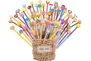 DOSOLSOLLASOL 60 pezzi Matite per Bambini Matite per Cartoni Animati con Gomma + 5 piccoli temperamatite Regali per Feste Compleanno dei Bambini Premi Scolastici Natale (Multicolore 07)