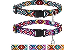CollarDirect Aztec Cat Collar Breakaway Pack de 2 PCS Nylon Tribal Pattern Geometric Pet Kitten Collares para Gatos, Nylon (Ethnic Teal + Tribal Magenta)