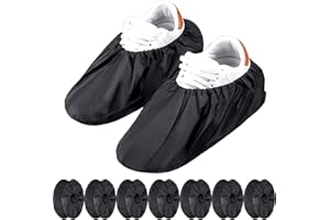 FRIENDA 8 Pairs Non Slip Reusable Shoe Covers Waterproof Boot Covers for Household Carpet Floor Protection Machine Washable (Black)