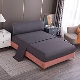 Meishida 3-Piece Bed Sheet Set for 90 cm/135 cm/150 cm Beds, Fitted Sheet, Top Sheet, Pillow Case Plain Colour (90 cm, Dark G
