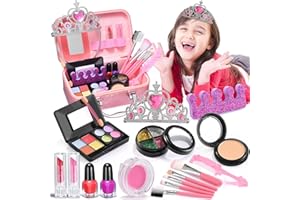 DOLOOWEE Kids Makeup Kit for Girl, Washable Kids Make Up Set, Little Girls Makeup Kit, Nontoxic True Color Kids Make Up Girls Toys, Christmas and Birthday Presents for Kids Make Up Set Age 3 4 5-7+