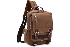 DORRISO Zaino Uomo Borsa a Tracolla Moda Borse Messenger Student Outdoor Viaggio Causale Lavoro Sling Bag Tela Borsa a Tracolla Marrone