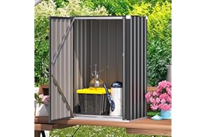 U-MAX Outdoor Cabinet Storage Small Cabinet Cupboard, Waterproof Package Delivery Boxes for Outside, Metal Vertical Tool Storage for Backyard Garden, Black