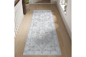 TOPICK chodnik 60 x 150 cm, antypoślizgowy, nadaje się do prania, dywan do salonu, korytarza, bieżnik kuchenny, orientalny nadruk kwiatowy, mały dywan do sypialni, kuchni, łazienki, jadalni,