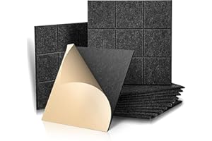 KUCHOOW Panneaux Acoustiques Auto-Adhésif, 12 Pack Mousse Acoustique Haute Densité pour la Décoration Murale et le Traitement Acoustique, Insonorisation Phonique Mur (30x30x0.9cm)