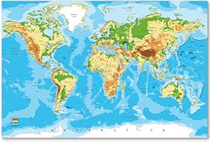Postereck - 0848 - High Quality World Map | World Map Wall with Capitals of Countries | Teaching Classroom School World Map Wall | Map World XXL - Poster - DIN A4 - 21.0 cm x 29.7 cm