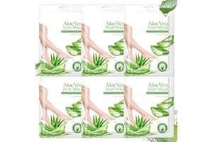 VIRELLAY 6 Paar Aloe Vera Fussmaske Socken - Feuchtigkeitsspendende Fussmaske Hornhautentfernung - Soften Foot Peeling Mask - Fußmaske für Sehr Trockene Füße - Tägliche Fußpflege für Männer und Frauen