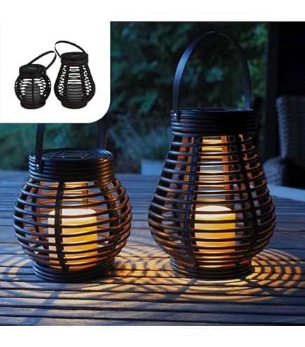 BUCASA solar lampen voor buiten opknoping, 4 stuks metalen solar lantaarns voor buiten met grotere LED-lamp, IP65 waterdichte solarlampen tuindecoratie met haak en ketting (Rond zwart, 4 Pack BUCASA solar lampen voor buiten opknoping, 4 stuks metalen solar lantaarns voor buiten met grotere LED-lamp, IP65 waterdichte solarlampen tuindecoratie met haak en ketting (Rond zwart, 4 Pack