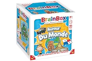 ASMODEE BRAINBOX : Autour du Monde - Jeu de Mémoire et d'Observation pour Enfants dès 8 Ans - Jeu de Société d'apprentissage Ludique - Jeu Educatif - 1 Joueur ou Plus - 10 Min - Version Française