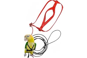GUANGYU Arnés para Pájaros Loro,Correa de Arnés de Pájaro,Ajustable, Diseño Antimordeduras, Adecuado para Loros, Concursos y Aves (S)
