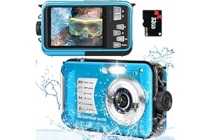 YISENCE Appareil photo numérique 1080P 30 MP - Zoom numérique 16x - Écran 2,7" - Caméra sous-marine avec carte de 32 Go