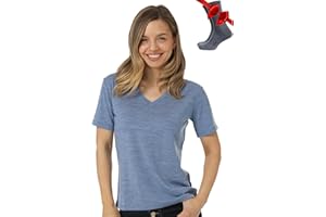 Merino.tech 100% Merino T Shirt Damen - Merinowolle Sport Wandern Thermoshirt Damen + Wandersocken