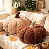 Set of 2 Pumpkin Cushions Decorative Plush Fabric Cushions | 28 &times; 24cm, Pumpkin Pattern for Halloween, Autumn and Home Decora