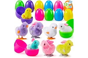 JOYIN 12 Pcs Filled Easter Eggs with Wind Up Chick Bunny Toys, Easter Eggs Clockwork Jumping Rabbits Chicken for Kids Toys Gift Easter Egg Hunt Basket Stuffer Filler Party Favors