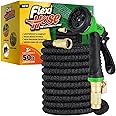 Flexi Hose Expandable Garden Hose - 50FT Heavy Duty Water Hose, Retractable Hose with 2cm Brass Fittings - Expandable Hose Design Includes Spray Nozzle (Black 15 Metres)