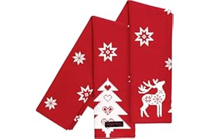 Ragged Rose Tea Towels for Kitchen - Tea Towels Kitchen Cloth for Drying Dishes, Wiping Countertops, & Handling Pots - Machine Washable Kitchen Towels - 50 cm x 70 cm - Red Christmas Star Pack of 2