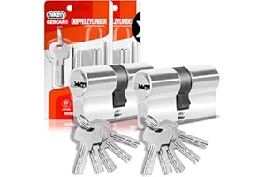 GERCAR Cylindre de serrure profilé 30/30 - Double cylindre - Avec 10 clés - Lot de 2 clés identiques - Longueur : 60 mm - A : 30 - B : 30 - Lot de 2.