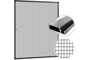 SAMUFLY Zanzariera, Tenda Antimosche, Tenda Anti Insetti Telaio in Alluminio Antracite 80 x 100 cm per finestre