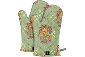 ‎BONTHEE BONTHEE Ofenhandschuhe, extra lang, Baumwoll-Kochhandschuhe mit rutschfesten Streifen, zum Kochen, Backen und Grillen – 2 Stück