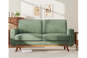 Vesgantti 172cm Loveseat Sofa Green, Comfy Corduroy Couch with Spring Cushion, 2 Seater Sofa with Solid Wood, Sofa Couch with Deep Seat, Sofa for Bedroom, Loveseat for Living Room, Green Office Couch