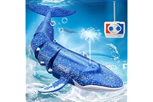 Luckits Remote Control Shark Boat, High Simulation RC Boat with Water Spray, Diving Shark Toy for Kids, Great Gift for 5+ Years Old Boys & Girls (Blue)