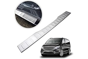 CHROMEMASTER | Load Sill Guard; Rear Bumper Protector | Compatible with Mercedes Vito V-class W447 2014- | Brushed stainless steel, matt silver | Protective Strip Secures the Rear Bumper from Damage