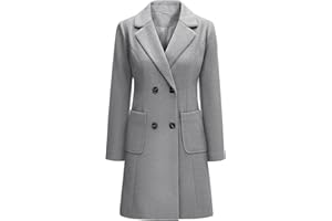 Yuson Girl Women's Coats Winter Overcoat Jackets for Women Wool Blend Coat Solid Colour Autumn Trench Pea Coat Classic Lapel Collar Warm Overcoat Double Breasted Mid-Length Jacket Outwear