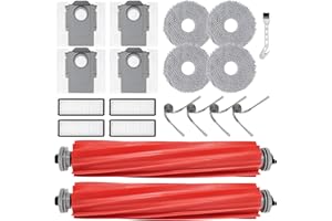 KiimSin Pièce de rechange pour Roborock QV 35A / QV 35S / QR 798 / QR 598 aspirateur robot accessoires, 2 brosse principale, 4 Chiffon, 4 sacs à poussière, 4 filtres, 4 brosses latérales
