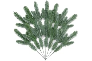 LORIGUN 24 Pezzi Rami Pino Artificiale, Plastica Ramo di Abete Natalizio per L'artigianato, Aghi Pino Artificiale Fai da te Ghirlanda Albero di Natale Rami di Riempimento Decorazioni Rami Finti Sempreverdi
