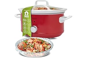 ‎TURBOTRONIC BY Z-LINE TurboTronic/Slow Cooker / 3,5 L/rot/weiß, hellblau/weiß, schwarz/Schongarer mit Warmhaltefunktion, Dampfgarer, Schmortopf, Gartopf, Sous Vide Garer, Retro-Look (Red)