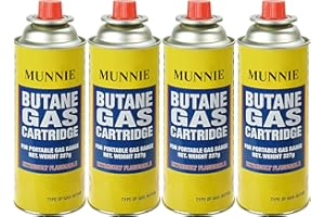 Munnie Butane Gas Canisters | Portable Gas Canister for Outdoor Cooking Stove, Blowtorch, Barbecue, Weed Burner | Gas Canister Cartridge for Camping | Gas Cylinder for Outdoor Activities (4 Pack)