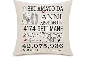 Bacmaxom 80 anni Regalo per uomini 80° compleanno Regalo copricuscino per uomini Lui Papà Nonno Zio Marito Fratello Amici 80° compleanno regalo(80-lui)