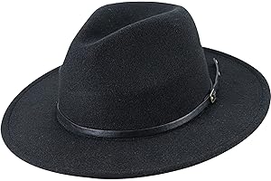 INOGIH Kids Girls Classic Floppy Wide Brim Fedora Hat Vintage Wool Felt Bowler Hat fit 8-16 T