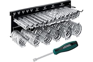 GRAFT Schlauchschellen Wandhalter Set | 227 Stück | Inklusive Halterung und Schraubendreher | Rohrschellen Set | Einstellbare Schlauchklemmen | Schlauchschelle Sortiment | Organizer Rack