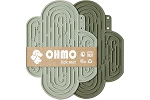 OHMO Licky Mats for Dogs and Cats 2 Pcs Cactus Silicone Lick Mats with Suction Cups for Pet Anxiety Relief, Dog Slow Feeding(Cactus&Light Green)