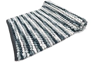 ARTE TAPPETI LOOP Tappeto Bagno, Camera da Letto, Antiscivolo, Lavabile e Assorbente, Morbido (60x120cm, Grey)