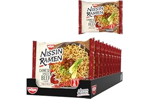 ‎NISSIN Nissin Ramen - Chinese Spiced Beef, 10er Pack, Instant-Nudeln asiatischer Art, nach chinesischen Rezeptur, schnell & einfach zubereitet, asiatisches Essen (10 x 66,8 g)