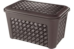 Tontarelli Cesta Biancheria Arianna con Coperchio lt48 wengè Riordino Lavanderia, Marrone, 48 Litri