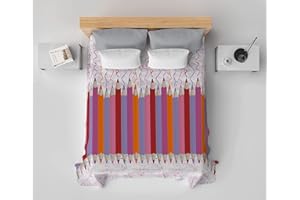 HomeLife Colcha Fina de Verano y Primavera para Cama de 90 cm | Edredón Estampado con Lápizes Fabricado en Italia | Ligera Colcha Cubrecama de Algodón para Cama de Matrimonio | Fucsia, 170x280