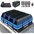 Car Roof Bag, 21 Cubic Feet Large Soft-Shell Waterproof Travel Cargo Carrier Luggage Box for All Vehicles SUV with/Without Racks, Includes 10 Reinforced Straps + 6 Door Hooks, Blue