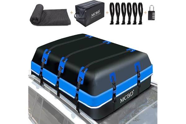 Coffre de Toit étanche à 21 Pieds cubes/594L - pour Bagages de Toit - Portable - Convient pour Tous Les véhicules, SUV avec/sans Rails - avec 10 Sangles renforcées et 6 Crochets de Porte appropriés