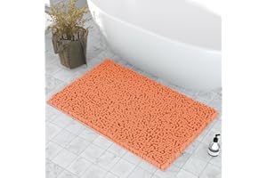 DTXDTech Bathroom Mat, Non Slip Bathroom Mat, Chenille 50x80 cm Toilet Rug, Soft and Absorbent Bath Rug Set for Bathroom, Bedroom(Orange)