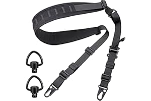 Hejo Cinghia per Fucile, Cinghie per Airsoftn, 2 Punti Fionda per Pistola con Gancio in Metallo, Fionda Tattica Airsoft Regolabile, Attacchi Airsoft per Fucile, Airsoft, Caccia all'aperto